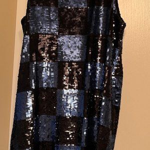 Alice + Olivia Size XS Blue & Black Sequin Dress - Never Worn